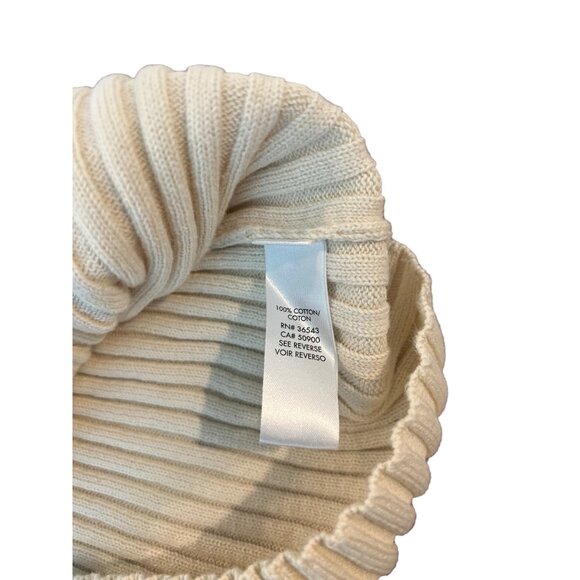 Calvin‎ Klein Cardigan L Womens Cream Full Zip Mock Neck Ribbed Sweater Sz Large - Picture 9 of 9